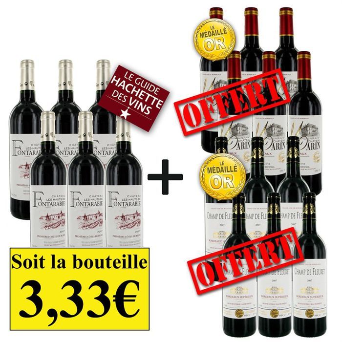 12 Bordeaux Offerts   Achat / Vente VIN ROUGE 6 Achetées Blaye =12