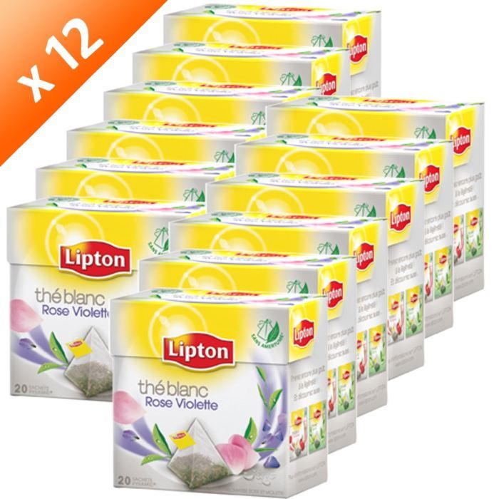 LIPTON Th&eacute; Blanc Rose Violette 20 sachets (x12) Achat / Vente th&eacute;