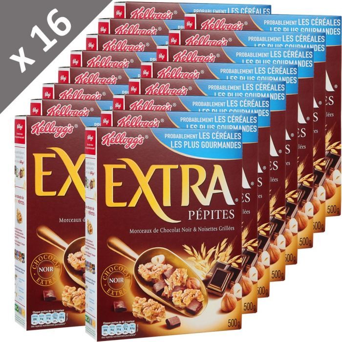 CÉRÉALES PETIT DEJ KELLOG'S Céréales Extra Chocolat Lait 500g (x16