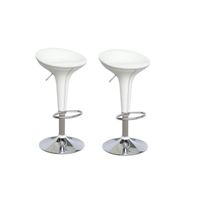 TABOURET Lot de 2 Tabourets de bar blancs EDEN  aspect cuir