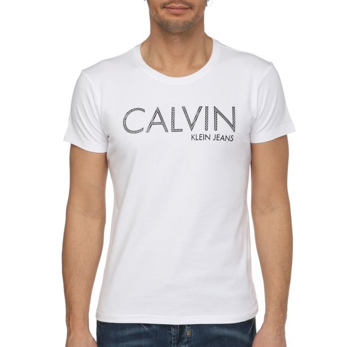 CALVIN KLEIN JEANS TEE SHIRT MC Homme Blanc Achat / Vente t shirt