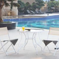 TABLE DE JARDIN  Table ronde en acier Diamètre 95 cm Blanc
