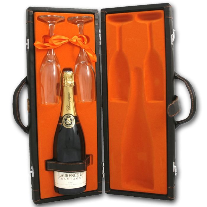 Coffret Champagne et 2 flûtes orange Achat / Vente coffret cadeau