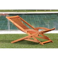 CHAISE LONGUE - TRANSAT - BAIN DE SOLEIL VIP Chilienne relax en eucalyptus 118,5 x 61,8 cm