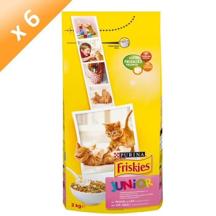 FRISKIES Chat Junior au Poulet, au Lait et Légumes ajoutés 2 KG (x6) Pour chaton Achat
