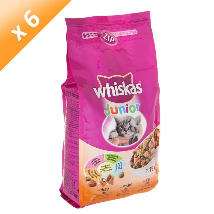 WHISKAS Junior Croquettes Poulet 1,75Kg (x6) Achat / Vente croquette