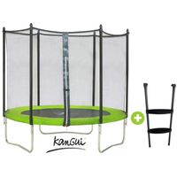 KANGUI Trampoline Twin 300 Vert + Filet et Echelle KANGUI Trampoline Twin 300 Vert + Filet et Echelle