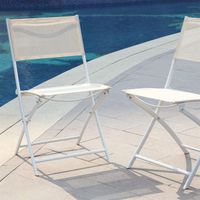 CHAISE DE JARDIN - FAUTEUIL - TABOURET  JAVA Lot de 2 chaises acier textilène écru