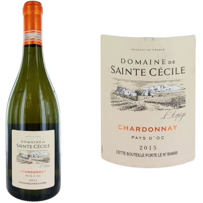 Domaine Sainte Cécile IGP Pays D'OC Chardonnay 2015 Vin blanc Achat