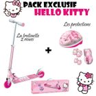 VEHICULE ENFANT Patinette 2 Roues + Protections Hello Kitty