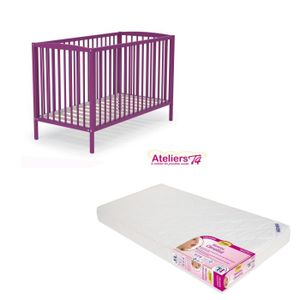 LIT NON PLIANT BEBE Ensemble Lit 60x120cm + matelas Babyclim