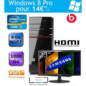 UNITE CENTRALE + ECRAN HP Pavilion HPE h8-1210ef + Ecran LED 23" Full HD