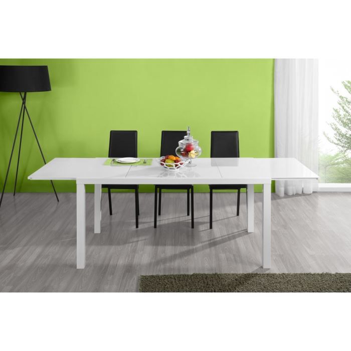 table verre blanc extensible