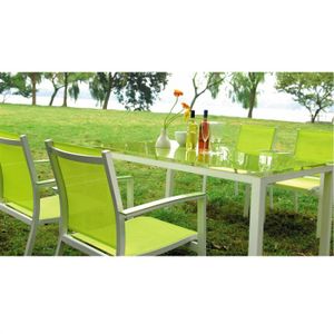TABLE DE JARDIN VENDUE SEULE BORA Table rectangulaire alu / verre 160 cm Vert TABLE DE JARDIN VENDUE SEULE BORA Table rectangulaire alu / verre 160 cm Vert