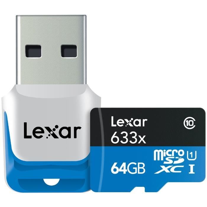 Carte MicroSD 64 Go Haute Vitesse Achat / Vente carte mémoire LEXAR