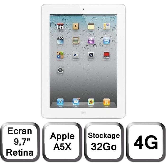 Apple Nouvel iPad blanc 9,7" LED 32 Go 4G Prix pas cher