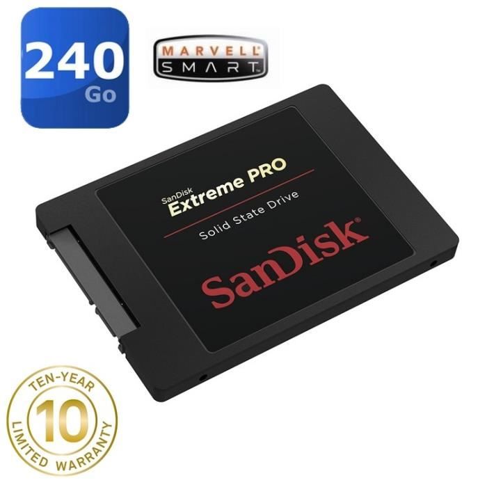 SanDisk 240 Go SSD Extreme PRO Contrôleur Marvell Interface SATA