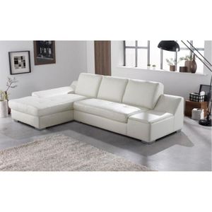 CANAPE CALGARY Angle Gauche avec coffre PU blanc