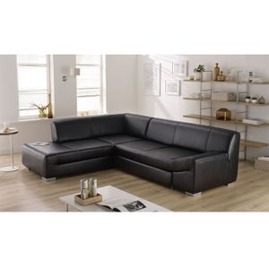 CANAPE - SOFA - BANQUETTE Canapé convertible ANGELO Angle Gauche Noir