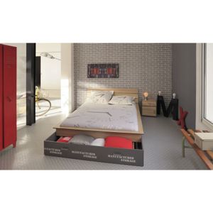 STRUCTURE DE LIT STORAGE Ensemble Lit 140 x 190 cm + chevet