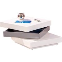 TABLE BASSE TRILOGIE Table basse pivotante laquée blanc + gris