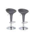  Lot de 2 Tabourets de bar gris EDEN aspect cuir