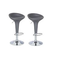 TABOURET Lot de 2 Tabourets de bar gris EDEN aspect cuir