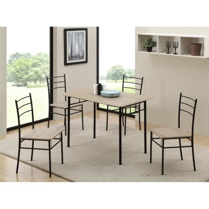 CHILY table 110 cm + 4 chaises col. Chêne et gris  Achat / Vente table