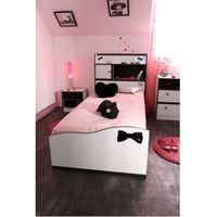 SOMMIER ET MATELAS  PRETTY Lit 90x190 cm Blanc/Noir
