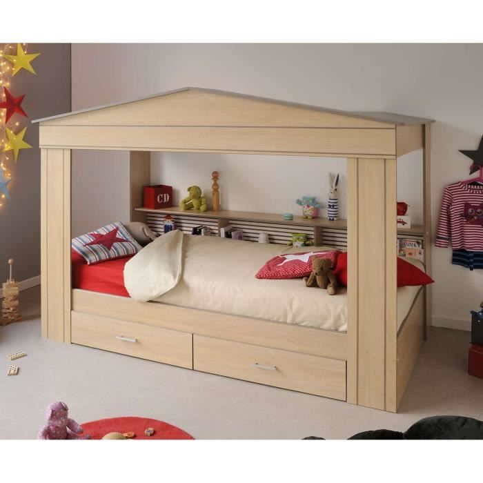Lit Cabane enfant ch&ecirc;ne baltic/taupe Achat / Vente structure de lit