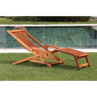 CHAISE LONGUE - TRANSAT  Chilienne avec repose pied en eucalyptus FSC