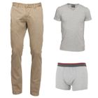 PANTALON BIAGGIO Lot Pantalon, T-Shirt et Boxer Homme Beige