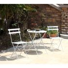  Ensemble 1 table et 2 chaises bistro acier blanc
