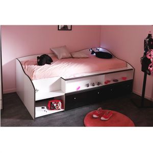 LIT COMBINÉ - MEZZANINE PRETTY Lit combiné 90x190 Blanc/Noir LIT COMBINÉ - MEZZANINE PRETTY Lit combiné 90x190 Blanc/Noir