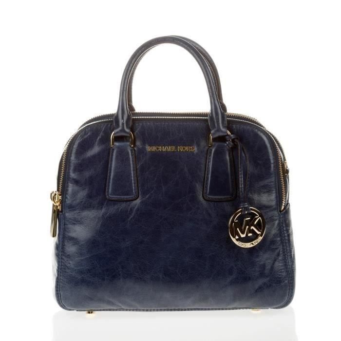 Sac à main marine - 100 % cuir - Fermetures zippées - 2 anses, 1 ... Sac à main marine - 100 % cuir - Fermetures zippées - 2 anses, 1 ...