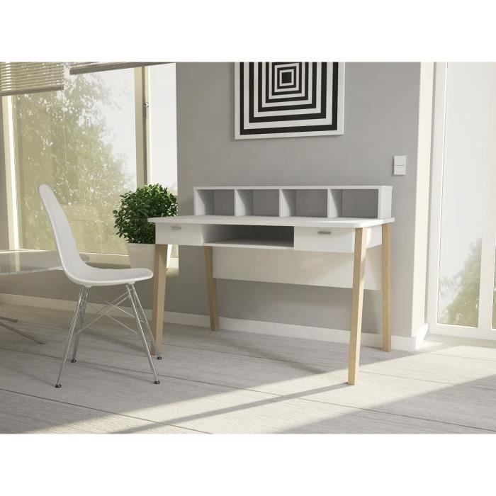 Vica bureau scandinave 12 cm blanc et décor chêne achat / vente ... Banquette Scandinave décor