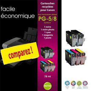 CARTOUCHE IMPRIMANTE Paxton Pack 5 cartouches Irefill Canon PG 5 CLI 8