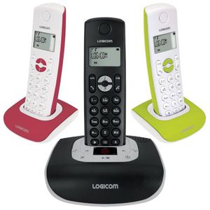 TELEPHONE FIXE - PACK TELEPHONES - COMBINE VENDU SEUL LOGICOM NOVA 553 Noir, Rouge, Vert