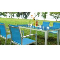 TABLE DE JARDIN VENDUE SEULE BORA Table rectangulaire alu / verre 160 cm Bleu