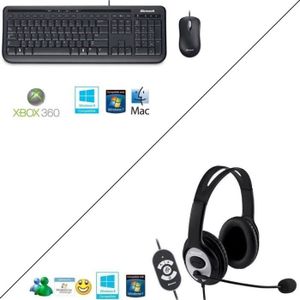 CLAVIER D'ORDINATEUR Pack Microsoft Wired Keyboard 600 Noir + souris + CLAVIER D'ORDINATEUR Pack Microsoft Wired Keyboard 600 Noir + souris +