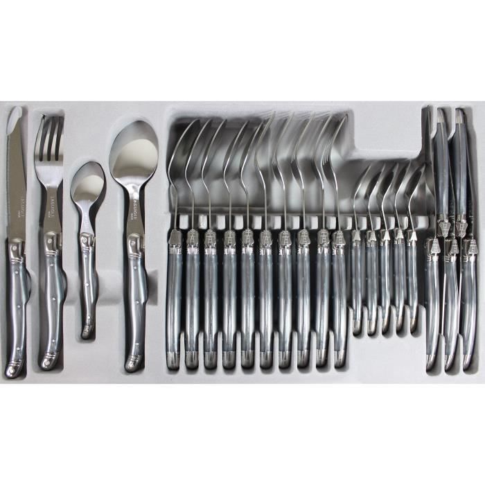 Laguiole Ménagère 24 Pièces en Inox Gris Marbré Prix conseillé ..