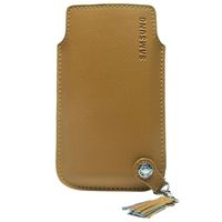 HOUSSE / ETUI / COQUE / FACADE / BIJOUX DE PORTABLE SAMSUNG Etui cuir camel pompon L