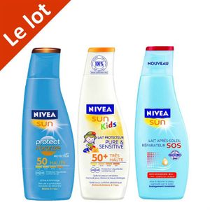 COFFRET SOLAIRE NIVEA SUN 1 Lait 50, 1 Lait Enfants 50+, 1 SOS COFFRET SOLAIRE NIVEA SUN 1 Lait 50, 1 Lait Enfants 50+, 1 SOS