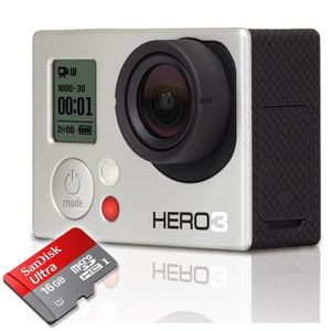 PACK CAMÉSCOPE NUMERIQUE GoPro HERO3 White Edition 2014 + Micro SD 16 Go PACK CAMÉSCOPE NUMERIQUE GoPro HERO3 White Edition 2014 + Micro SD 16 Go