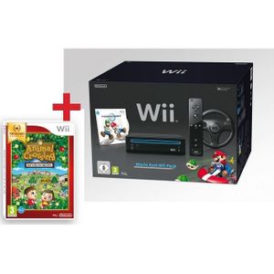 WII PACK WII NOIR MARIO KART + ANIMAL CROSSING
