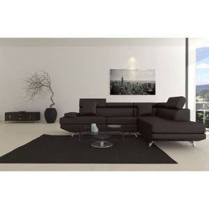CANAPE SCOOP Canapé PU fixe d'angle droit marron