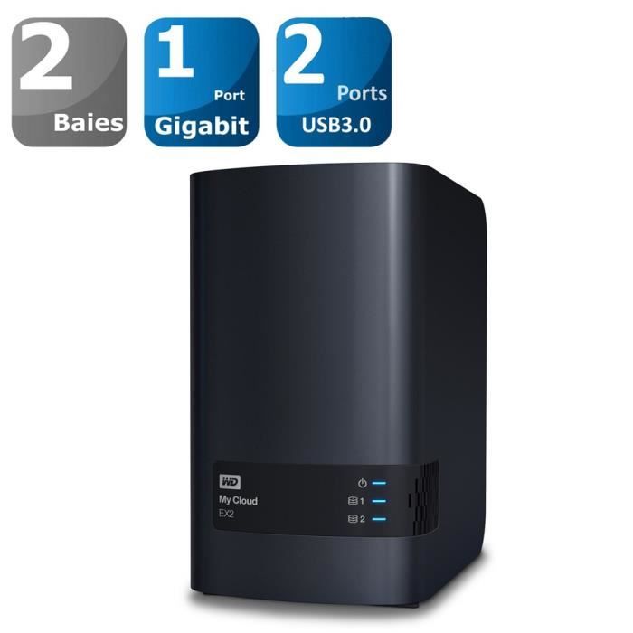 DISQUE DUR EXTERNE WD My Cloud EX2 Boitier NAS 0To WDBVKW0000NCH