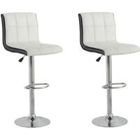TABOURET Lot 2 Tabourets de bar JOKER blancs & noirs