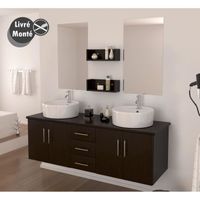 MEUBLE SOUS VASQUE  DIVA Salle de Bain wengé double vasque 150cm
