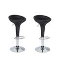  Lot de 2 Tabourets de bar noirs EDEN aspect cuir